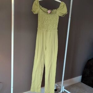 Lisa Says Gah Ribbed Jumpsuit Lime Green Size Small